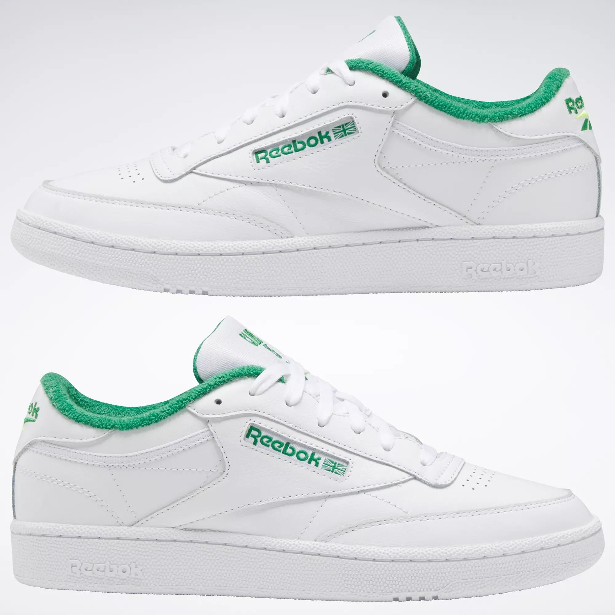  Reebok Club C 85 - White / Glen Green / Solar Acid Yellow 