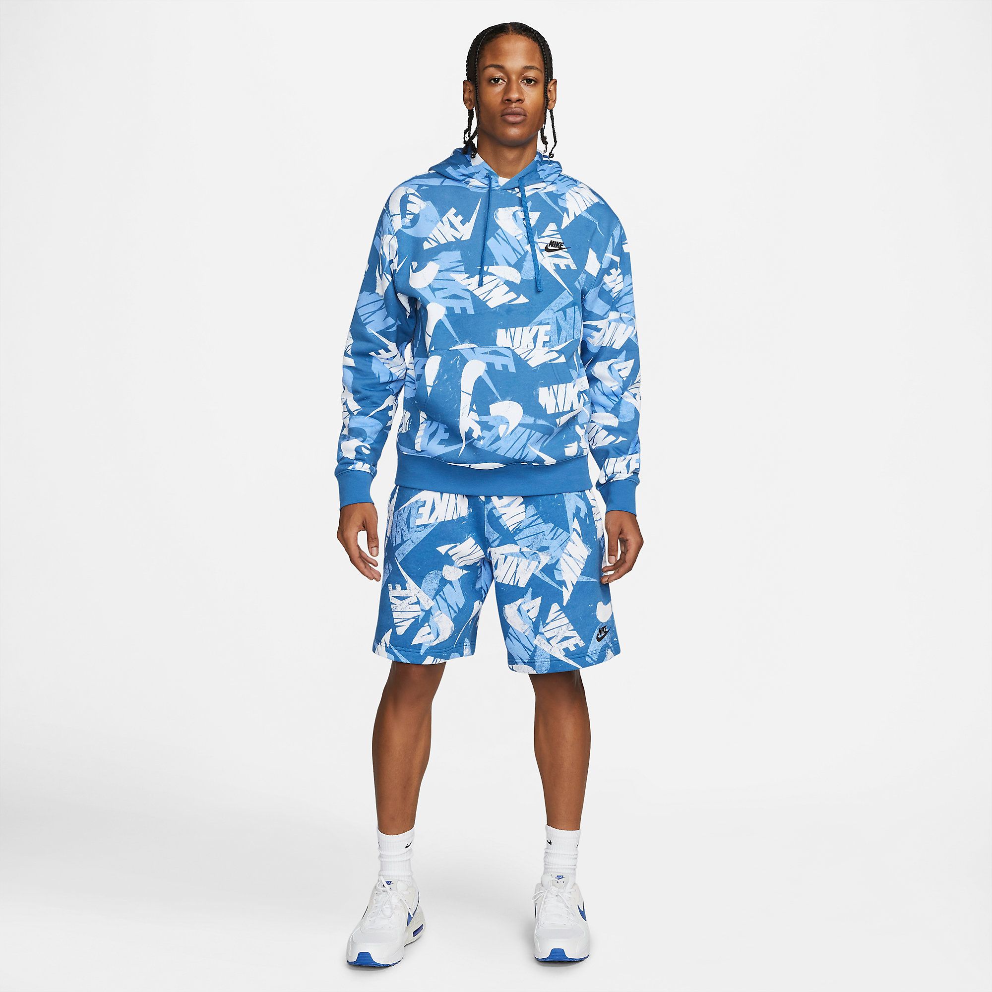  Nike Sportswear Essentials+ All-Over Print Shorts - Marina Blue 