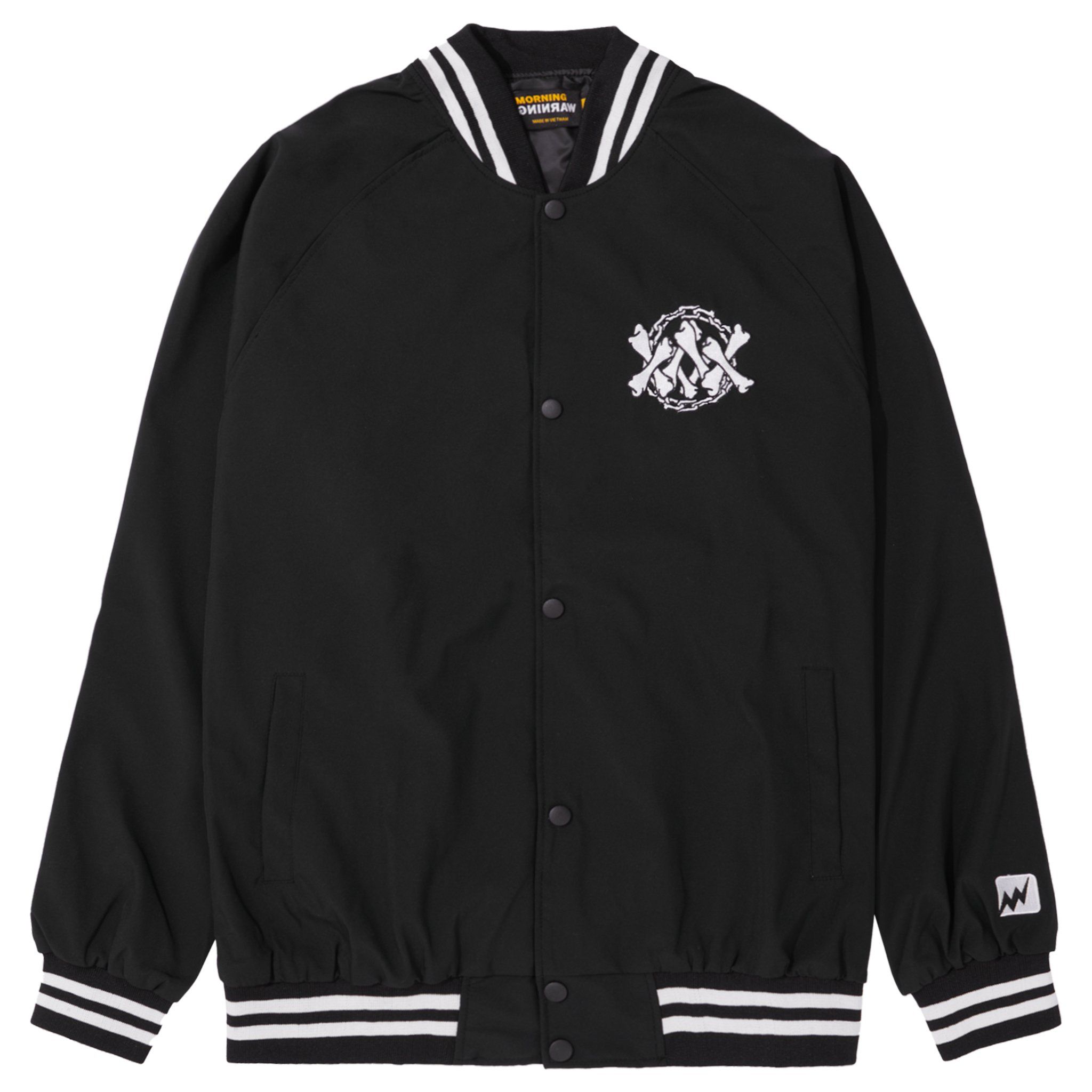  Skeleton Invader Baseball Jacket - Black 