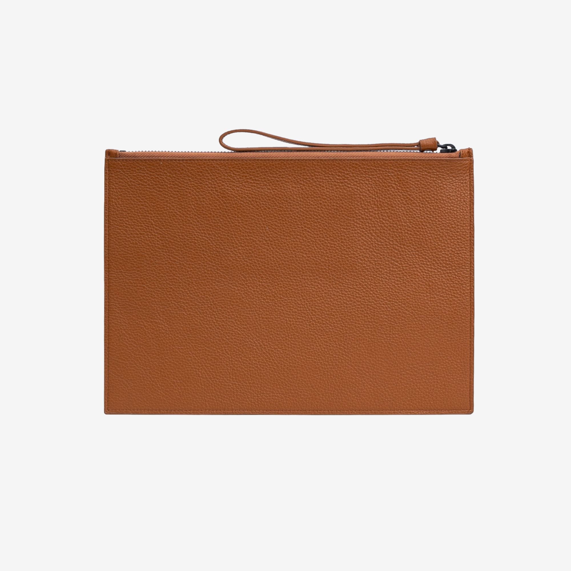  KENZO Logo Large Leather Clutch - Brown 