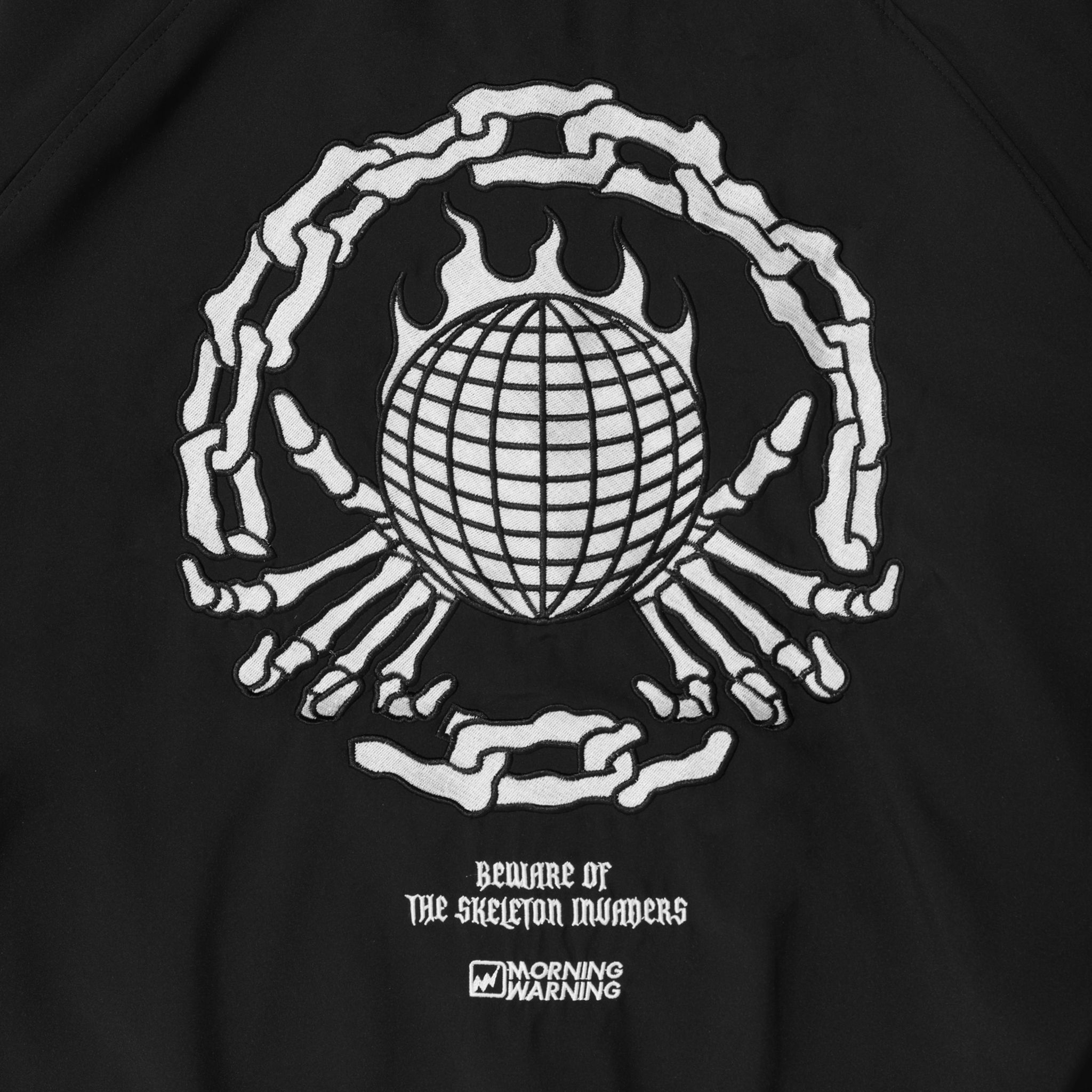  Skeleton Invader Baseball Jacket - Black 