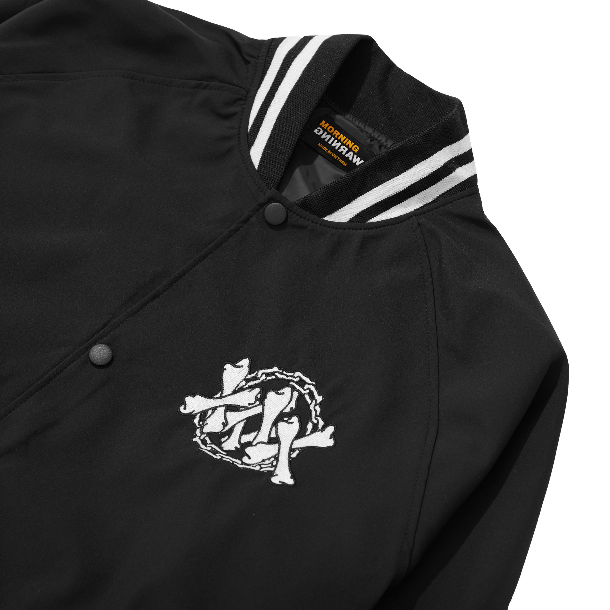  Skeleton Invader Baseball Jacket - Black 