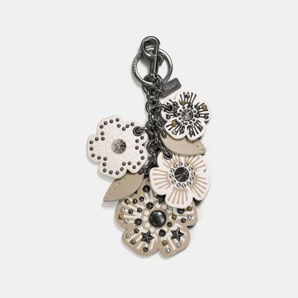  Coach Willow Floral Mix Bag Charm - Chalk 