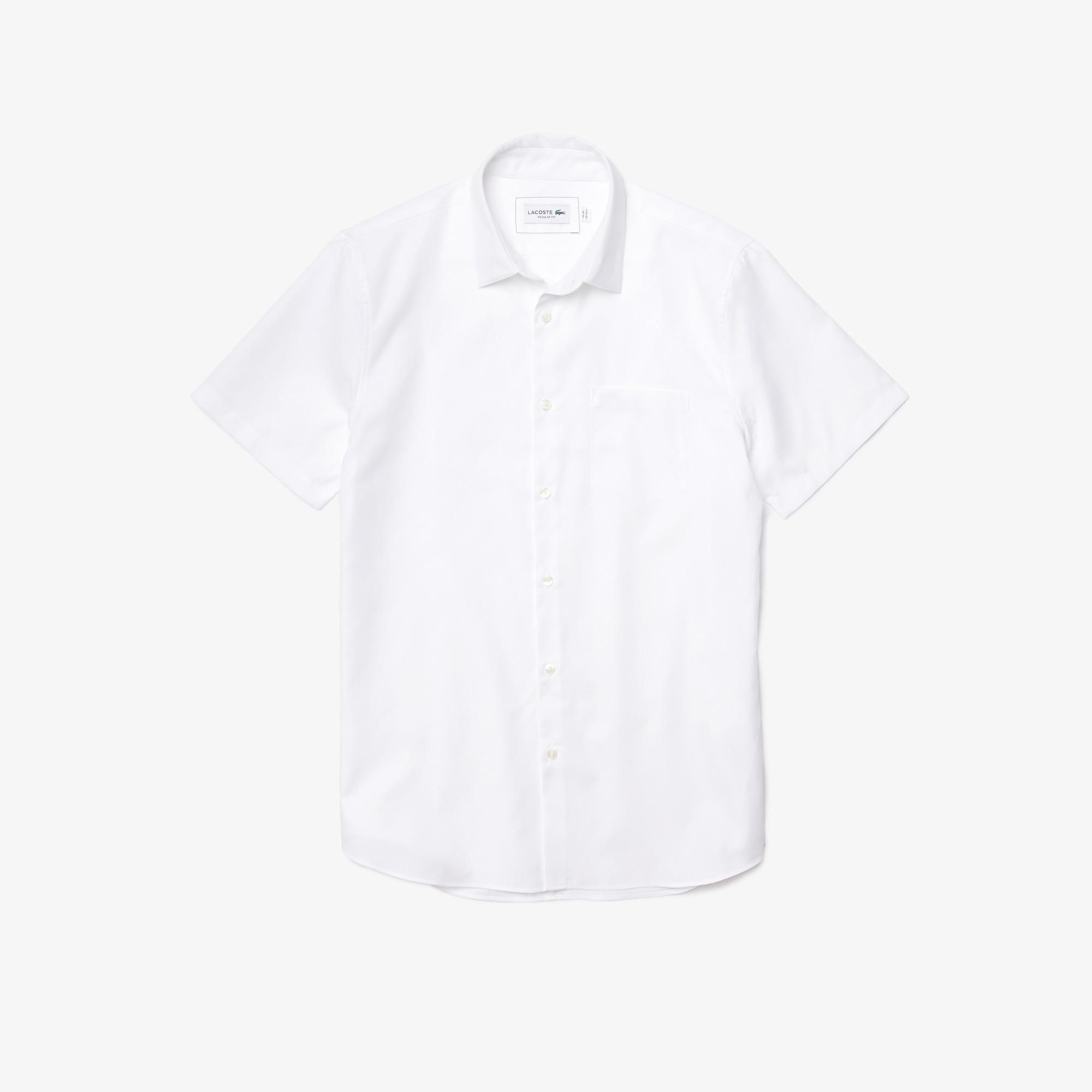  Lacoste Regular Fit Textured Cotton Poplin Shirt - White 
