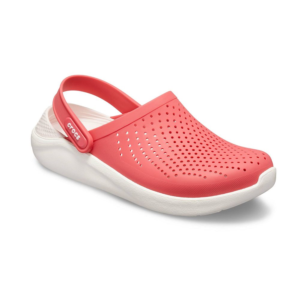 clear pink crocs