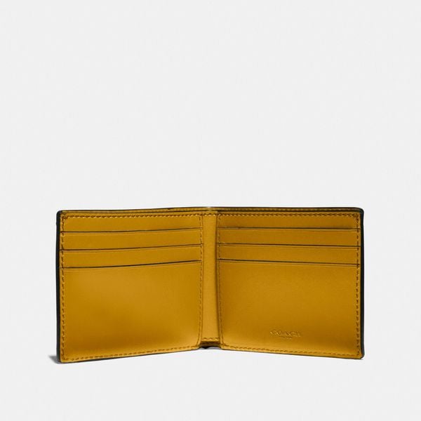 Coach Slim Billfold Wallet In Signature Canvas With Coach Patch - Khaki 