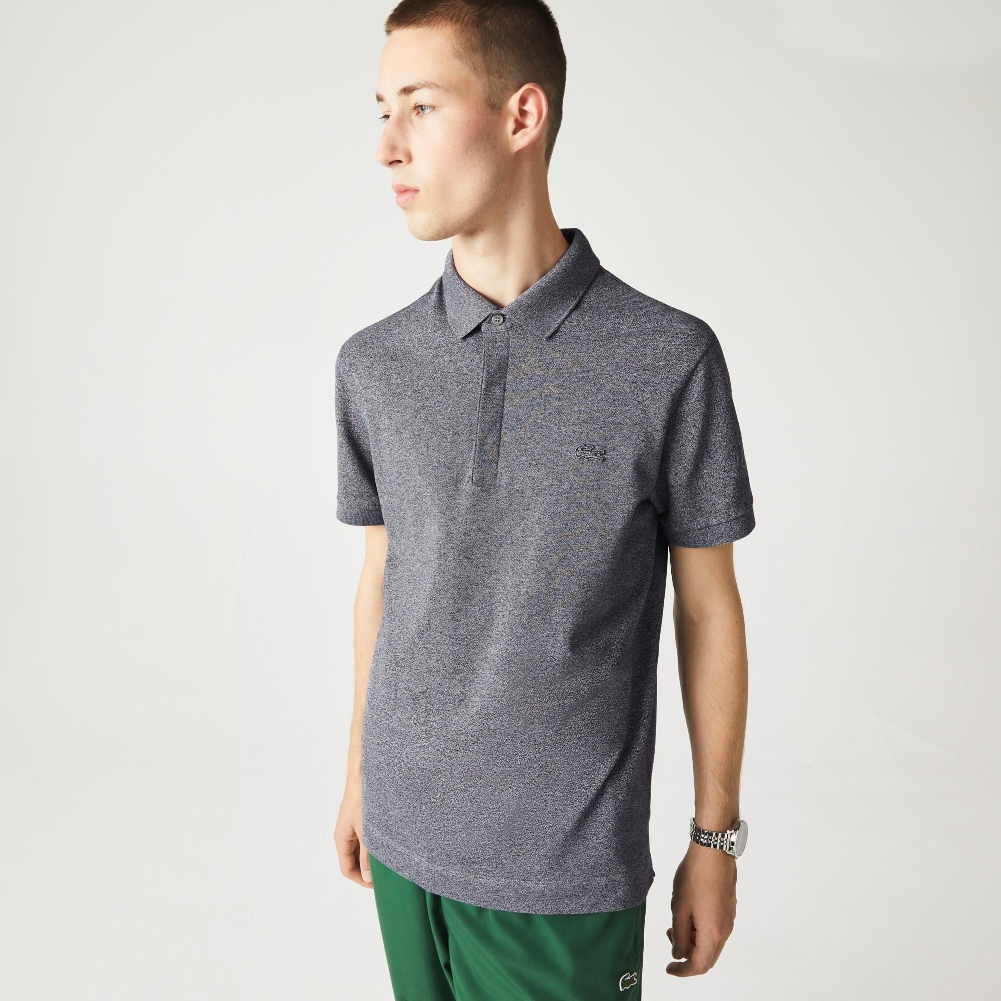  Lacoste Paris Polo Shirt Regular Fit Stretch Cotton Piqué - Grey 