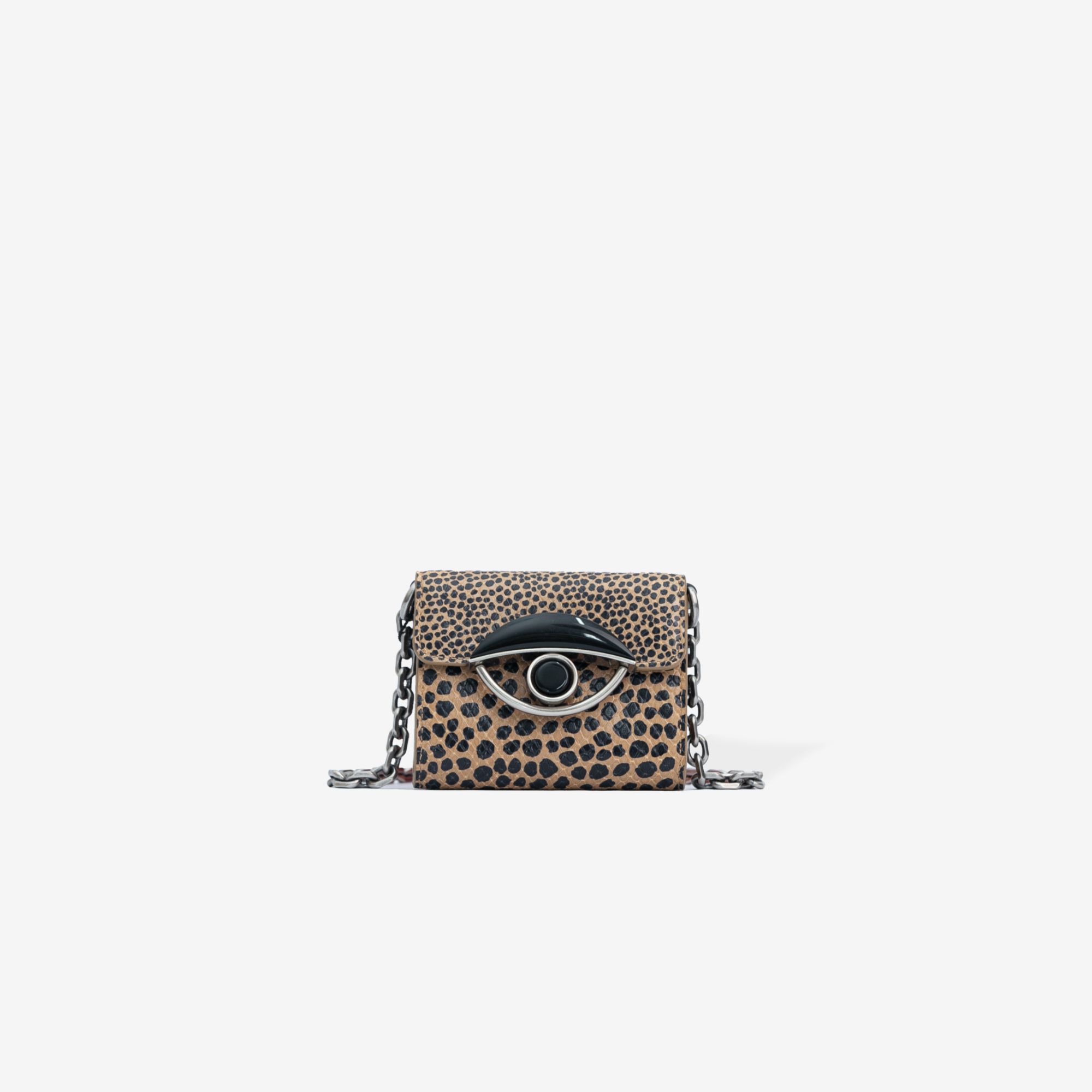  KENZO Tali Leather Mini Chain Wallet - Leopard 