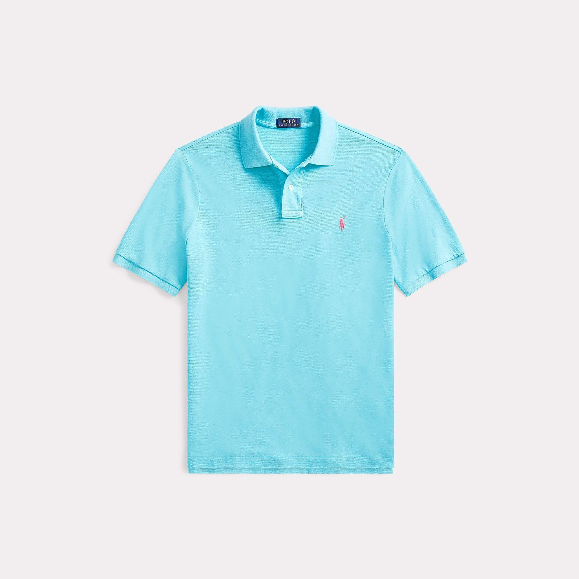  Ralph Lauren The Iconic Mesh Polo Shirt - French Turquoise/Pink (Slim) 