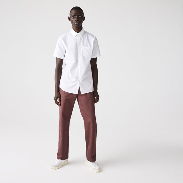  Lacoste Regular Fit Textured Cotton Poplin Shirt - White 