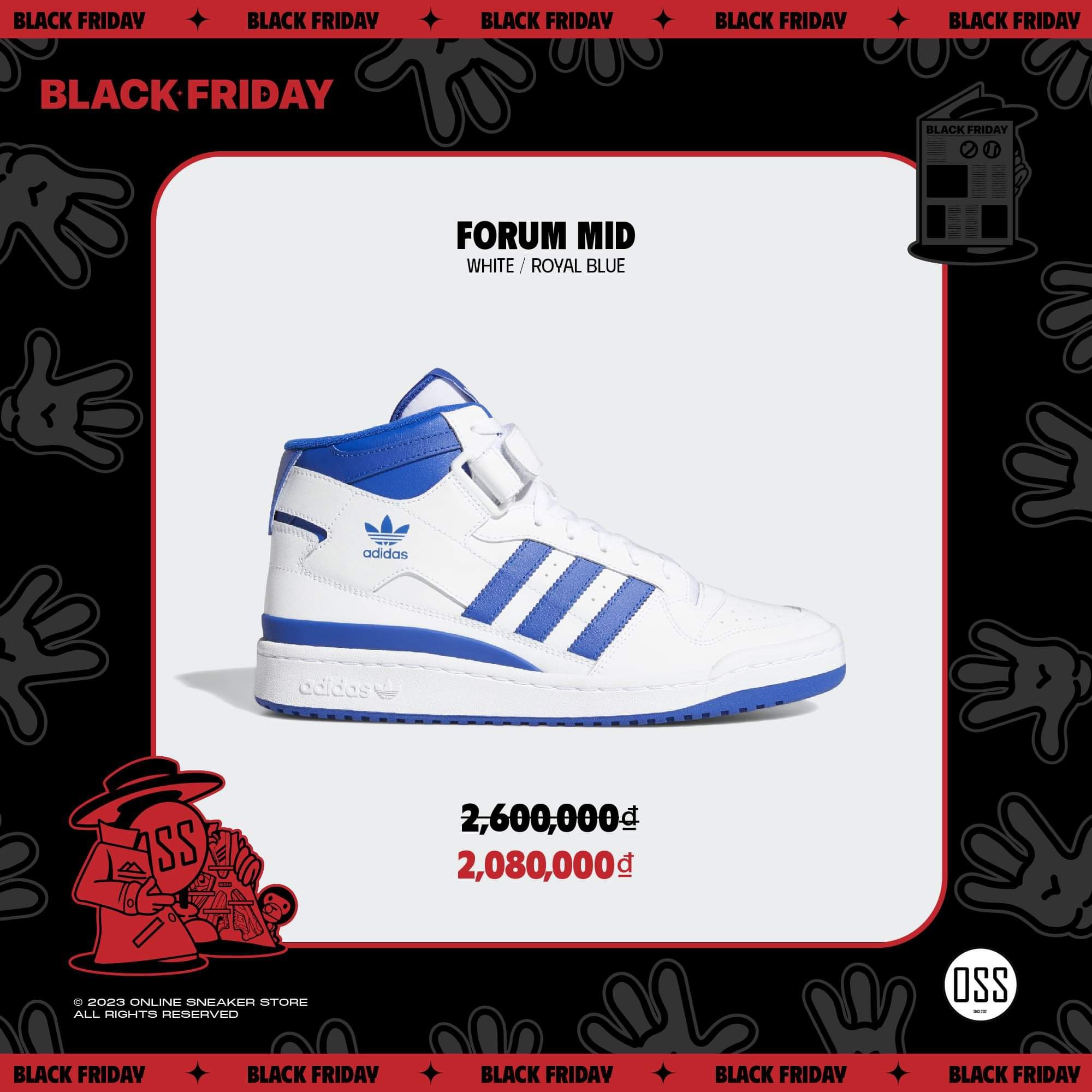  adidas Forum Mid - White / Royal Blue 
