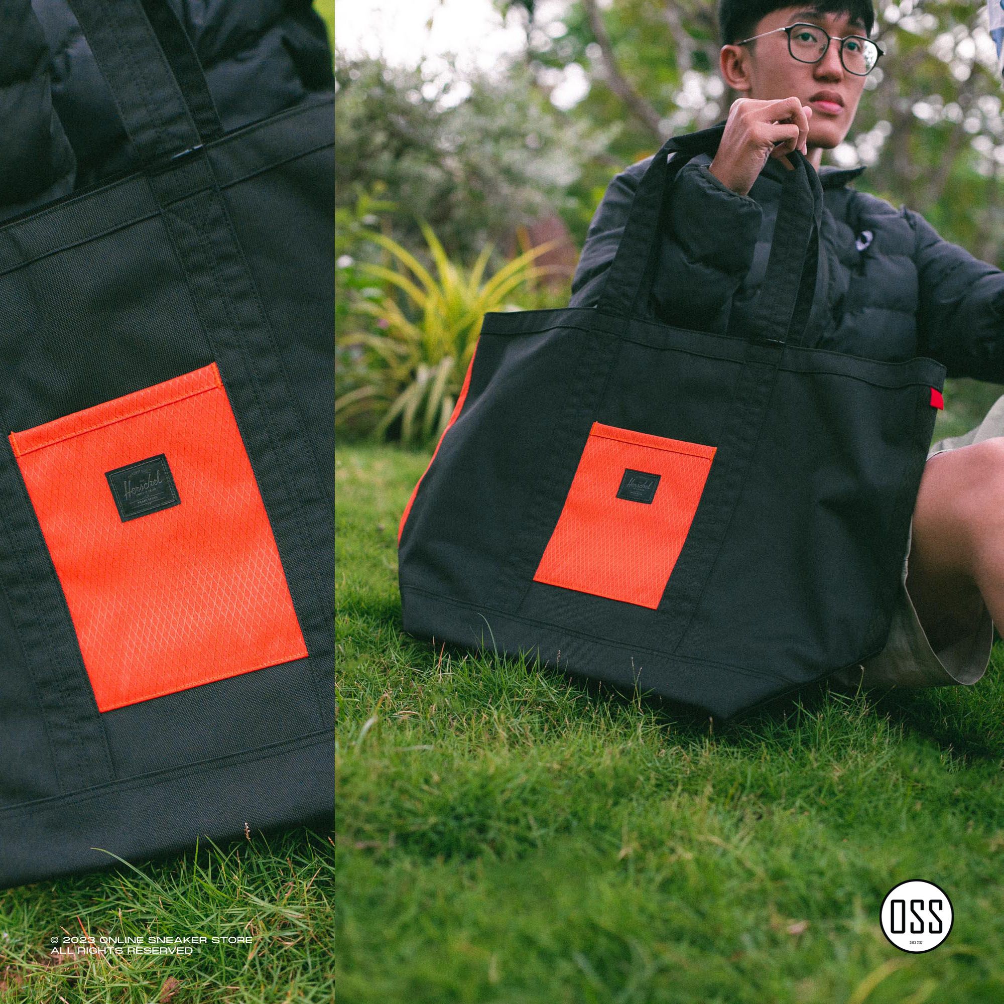Herschel Bamfield Tote Mid Volume Black Orange Online