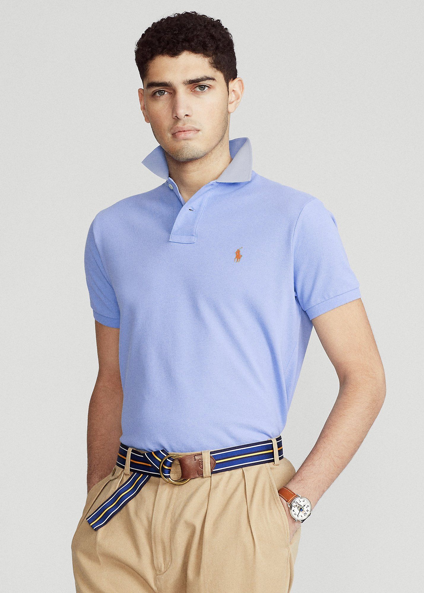  Ralph Lauren The Iconic Mesh Polo Shirt - Light Blue (Slim) 