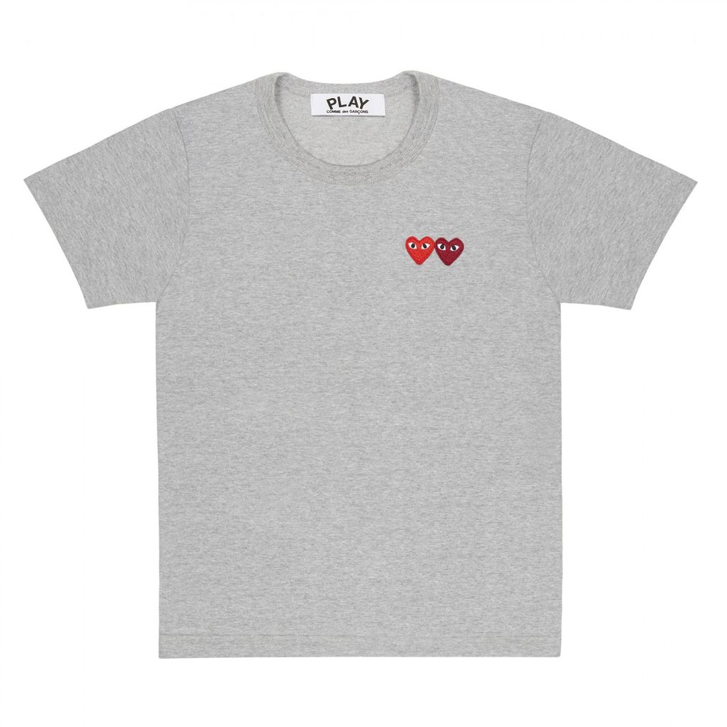  Comme des Garcons PLAY Double Heart Tee - Grey 