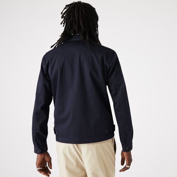  Lacoste Short Zippered Organic Cotton Gabardine Jacket - Navy 