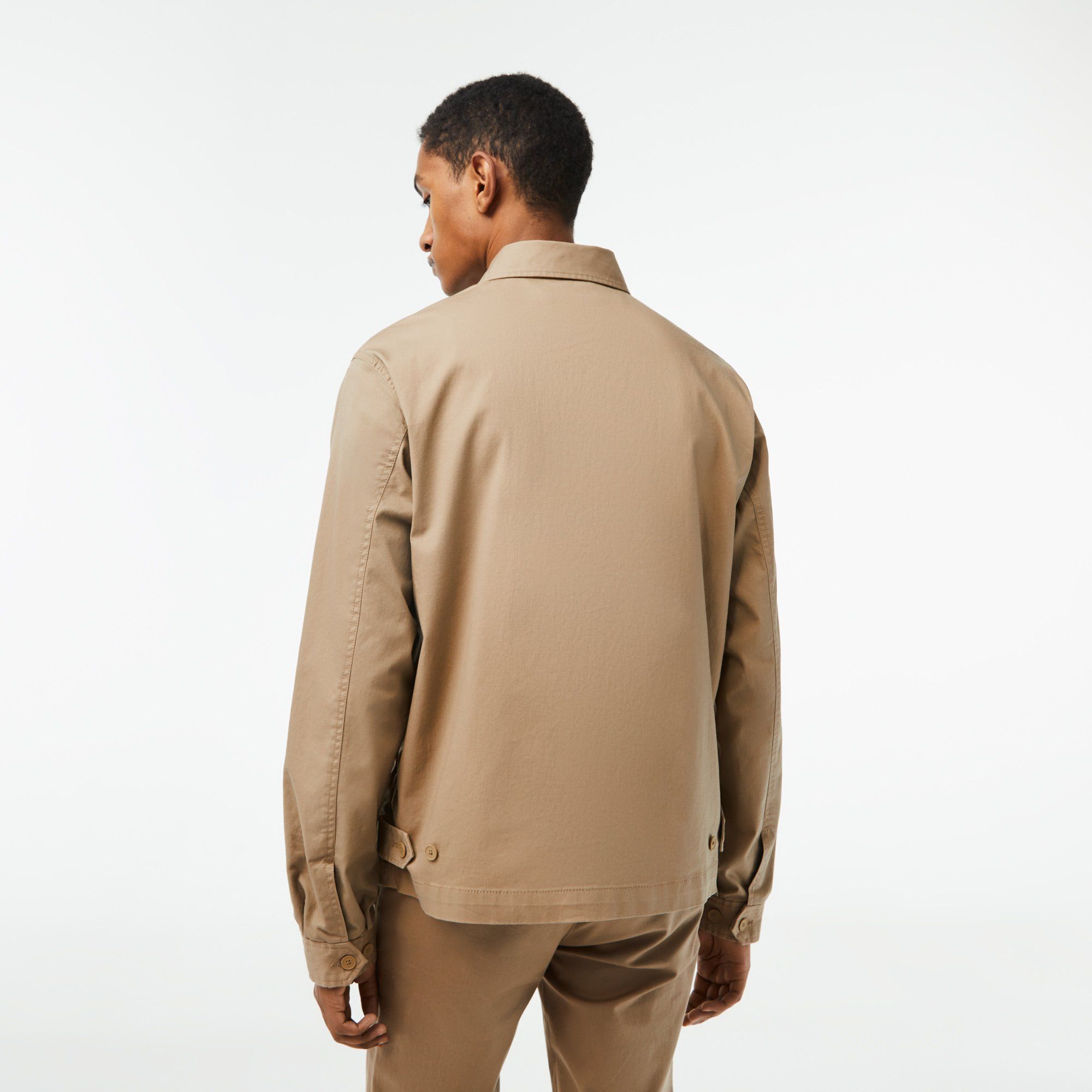  Lacoste Short Zippered Organic Cotton Gabardine Jacket - Beige 