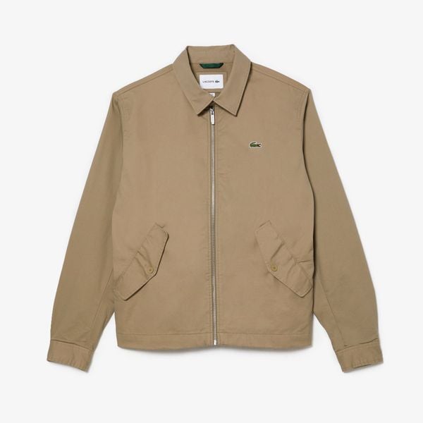  Lacoste Short Zippered Organic Cotton Gabardine Jacket - Beige 