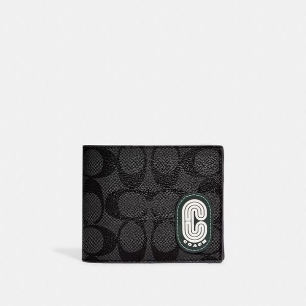  Coach 3 In 1 Wallet In Colorblock Signature Canvas With Coach Patch - Charcoal 