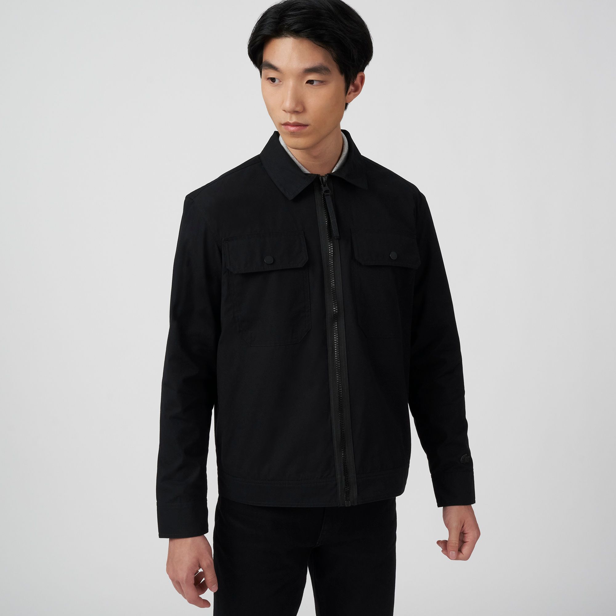  Lacoste Water-Repellent Zip Canvas Overshirt - Black 