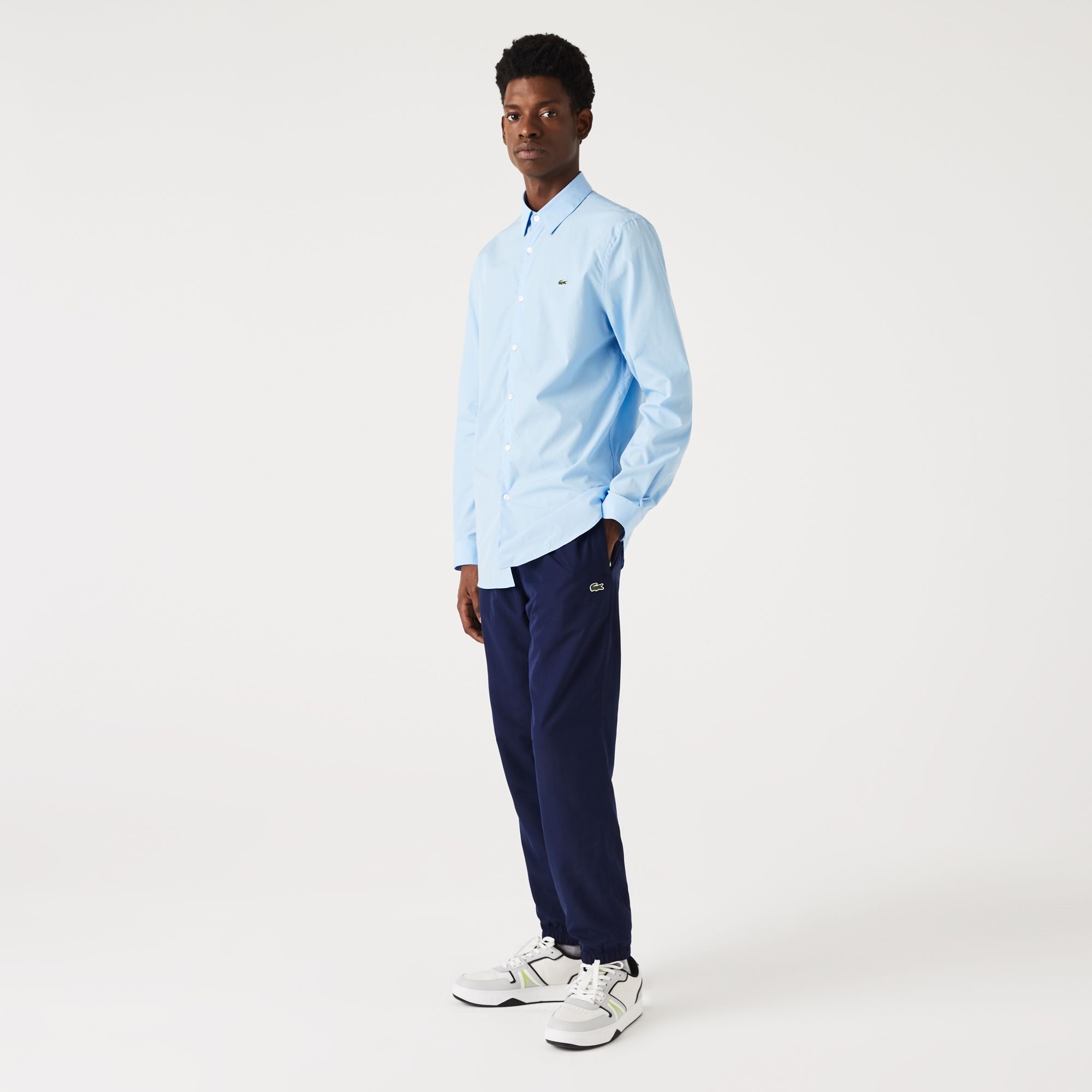  Lacoste Slim Fit Stretch Cotton Poplin Shirt - Blue 