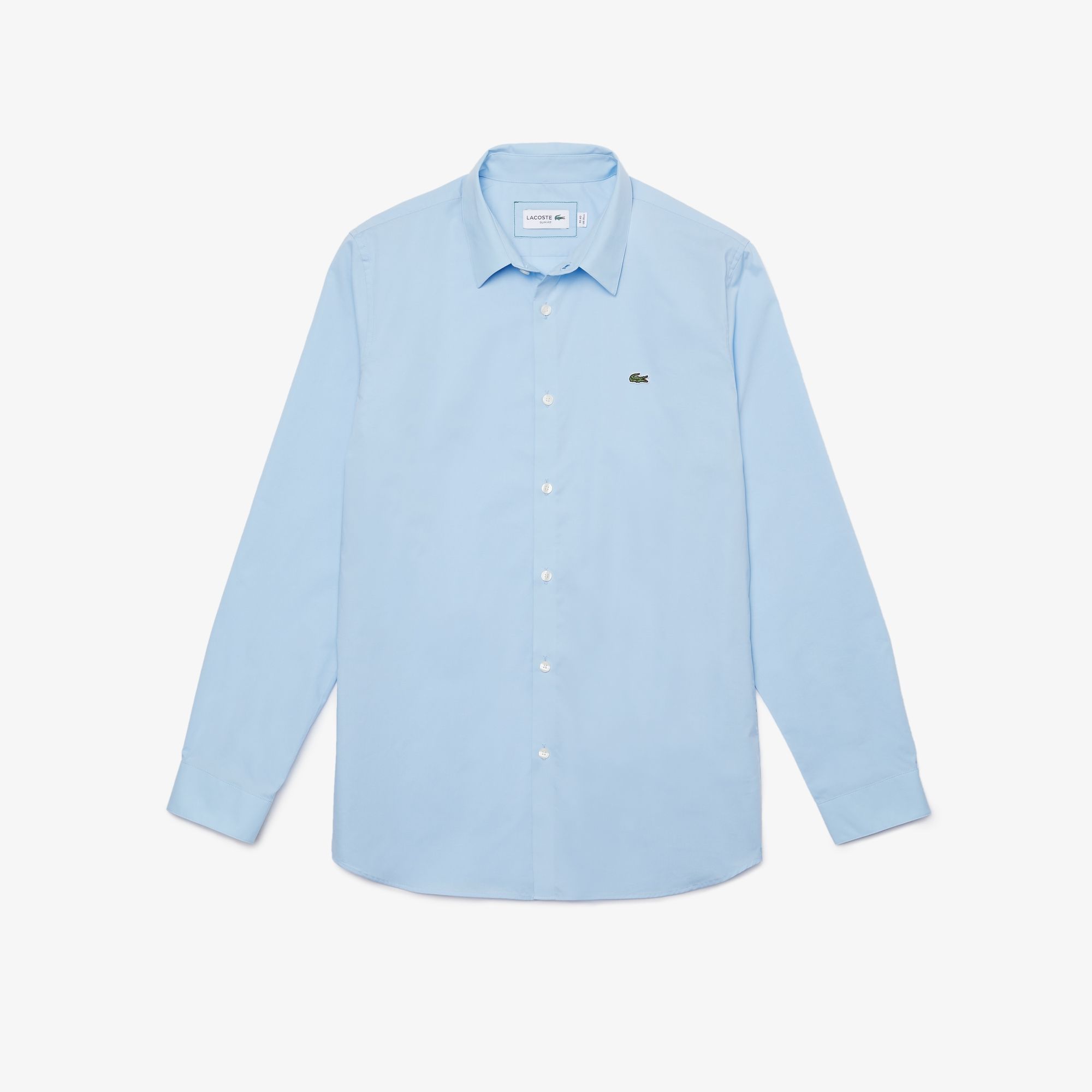  Lacoste Slim Fit Stretch Cotton Poplin Shirt - Blue 