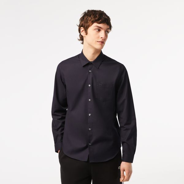  Lacoste Regular Fit Solid Cotton Shirt - Black 