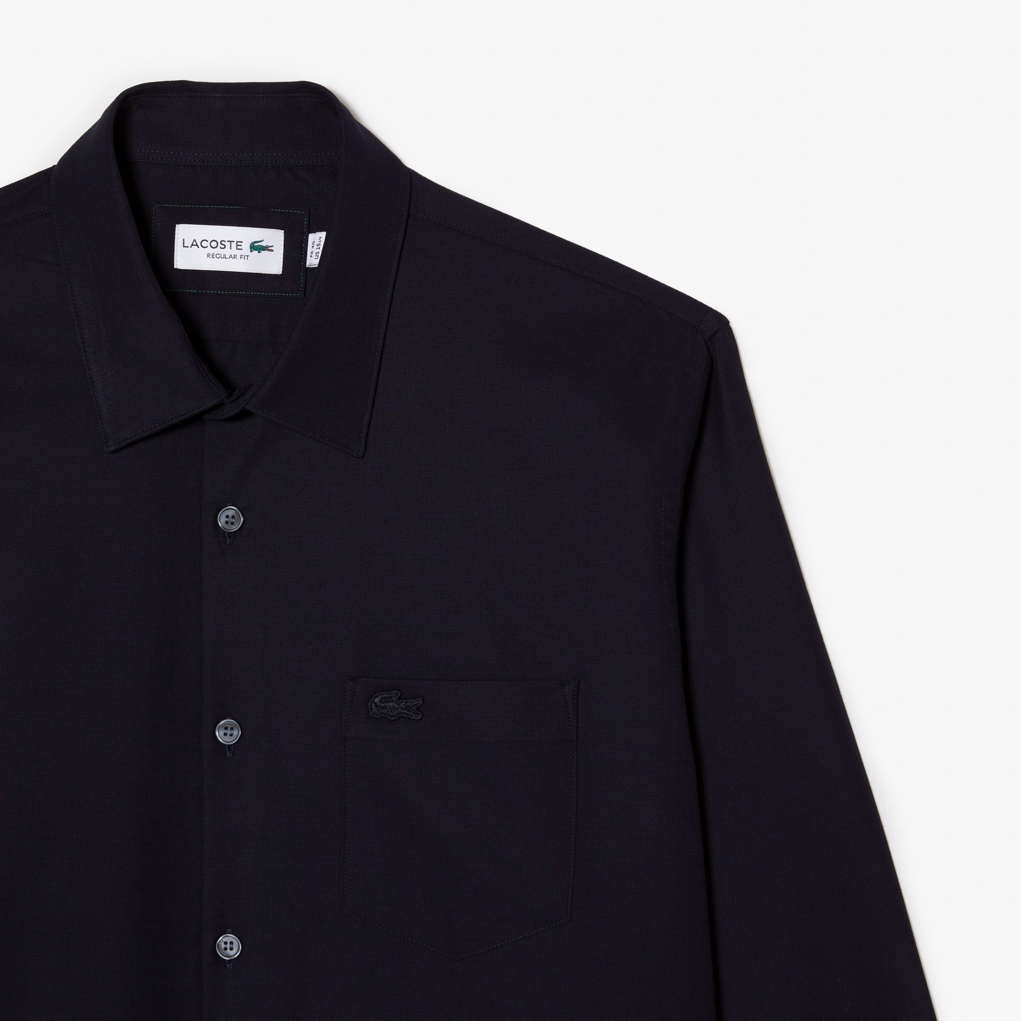  Lacoste Regular Fit Solid Cotton Shirt - Black 