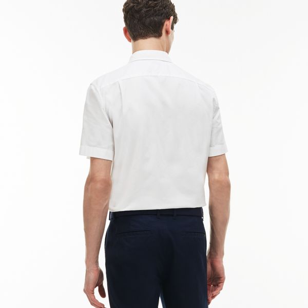  Lacoste Oxford Cotton Shirt Short Sleeves - White (Regular) 