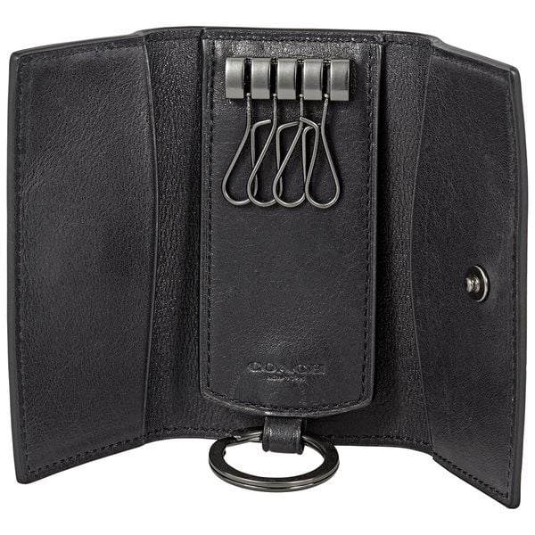  Coach Leather Four Ring Key Case - Black 