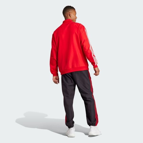  adidas 3-Stripes Woven Track Pants - Black / Red 