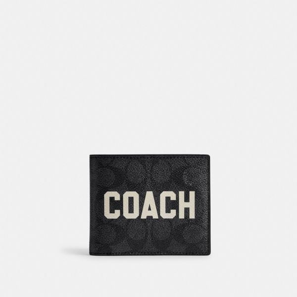  Coach 3-In-1 Wallet In Signature Canvas With Coach Graphic - Charcoal 