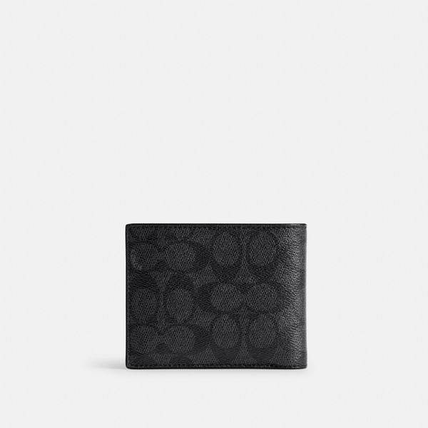  Coach 3-In-1 Wallet In Signature Canvas With Coach Graphic - Charcoal 