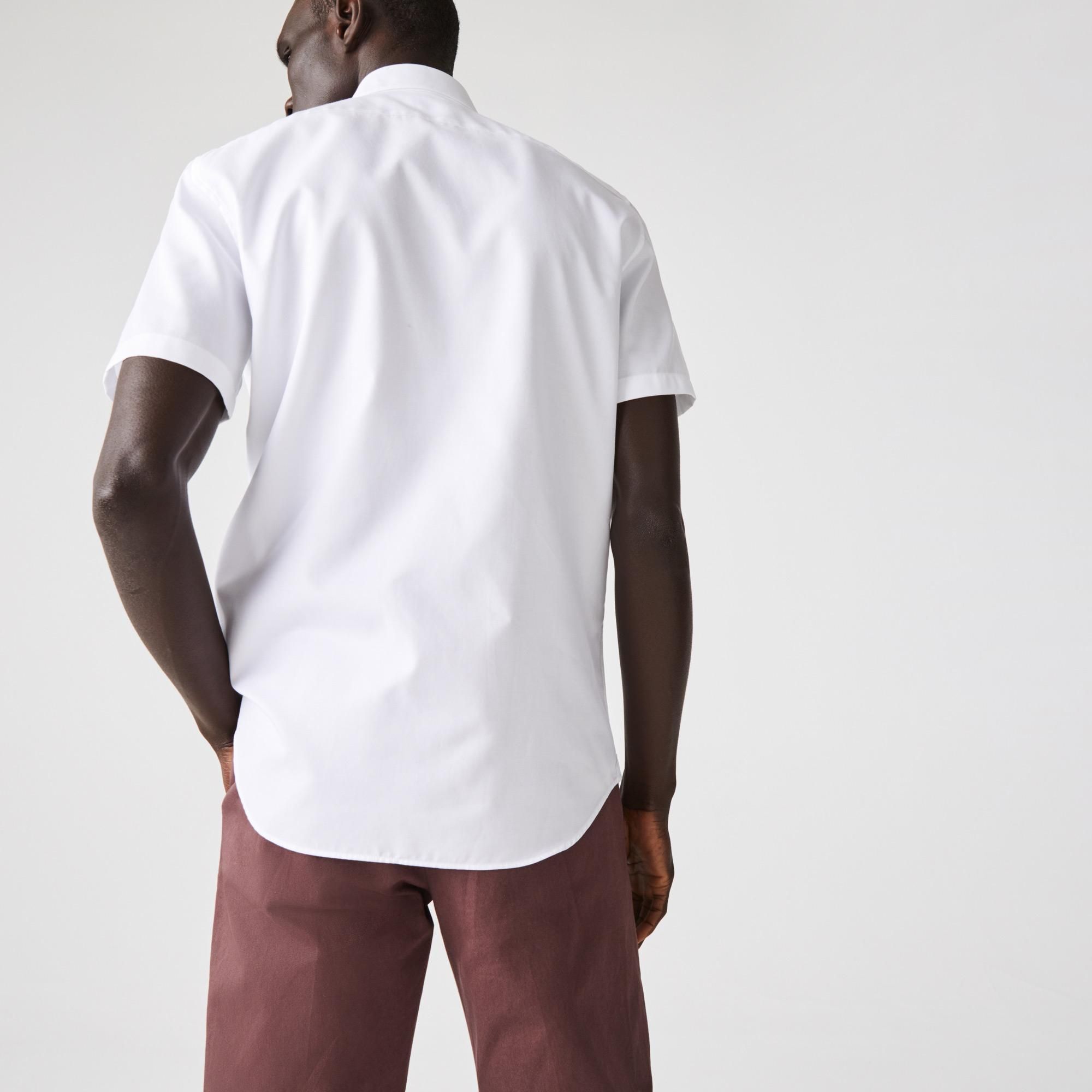  Lacoste Regular Fit Textured Cotton Poplin Shirt - White 