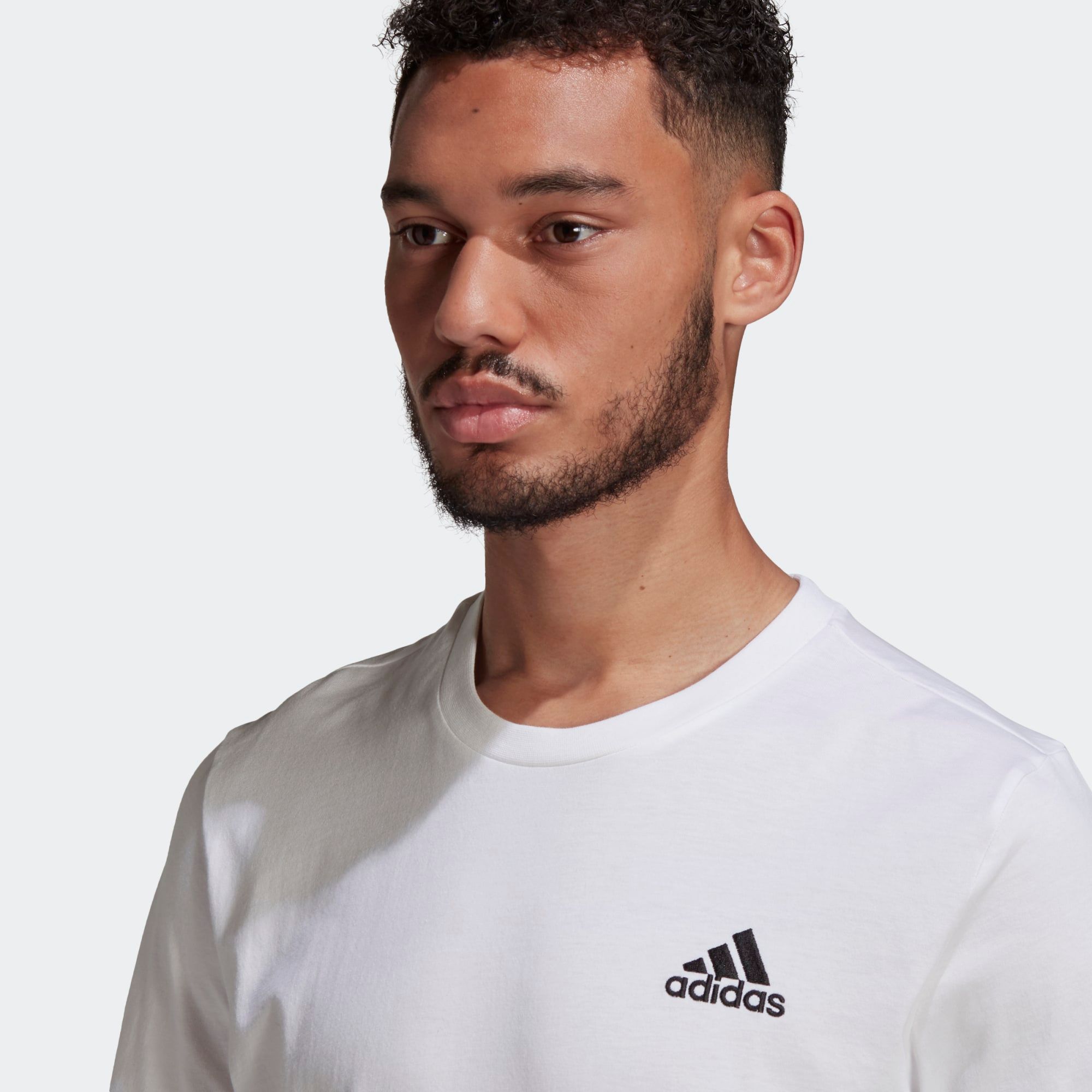  adidas Essentials Embroidered Small Logo Tee - White 