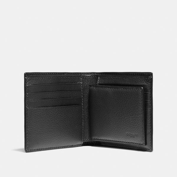  Coach 3-In-1 Wallet With Baseball Stitch - Black 