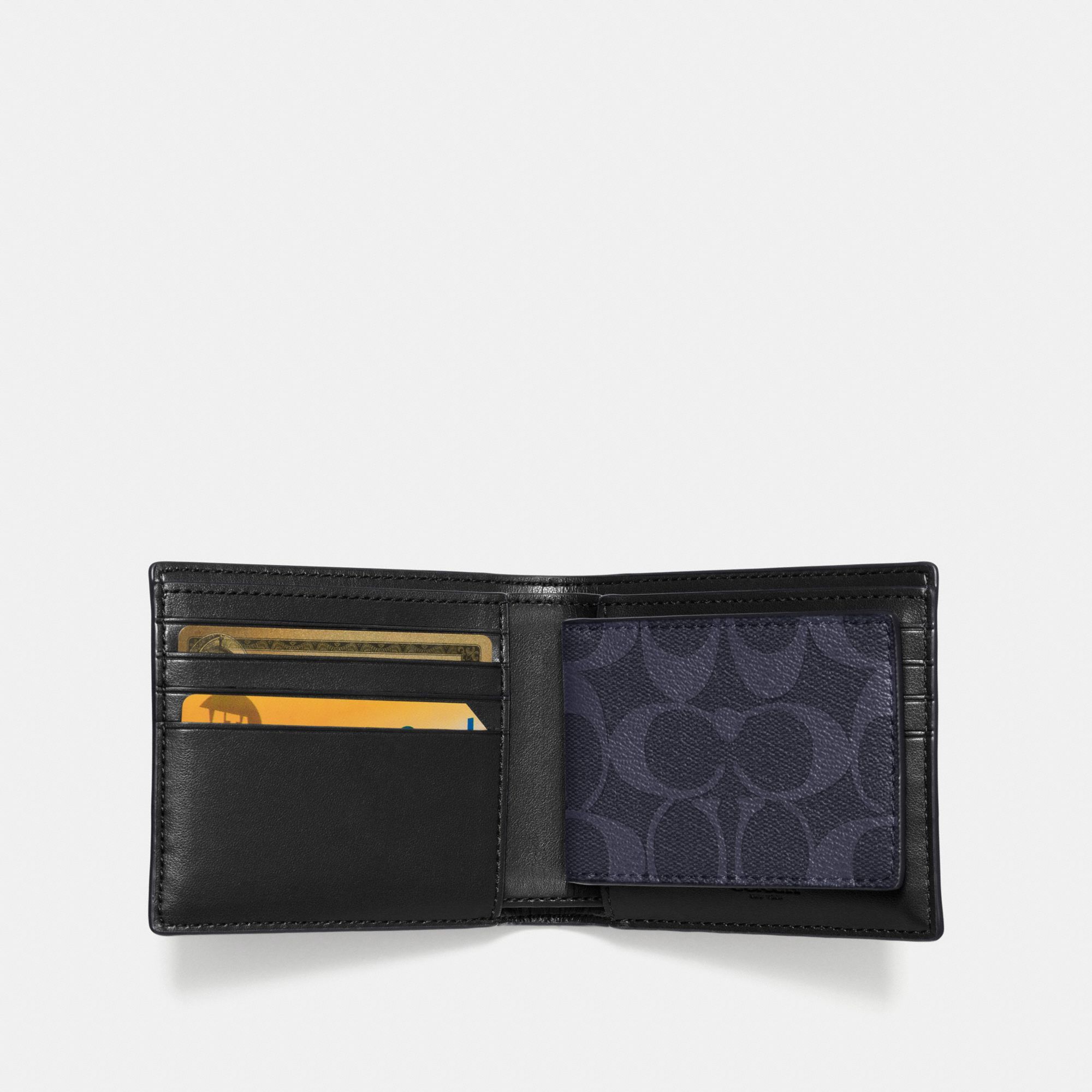  Coach Compact ID Wallet in Signature - Midnight 