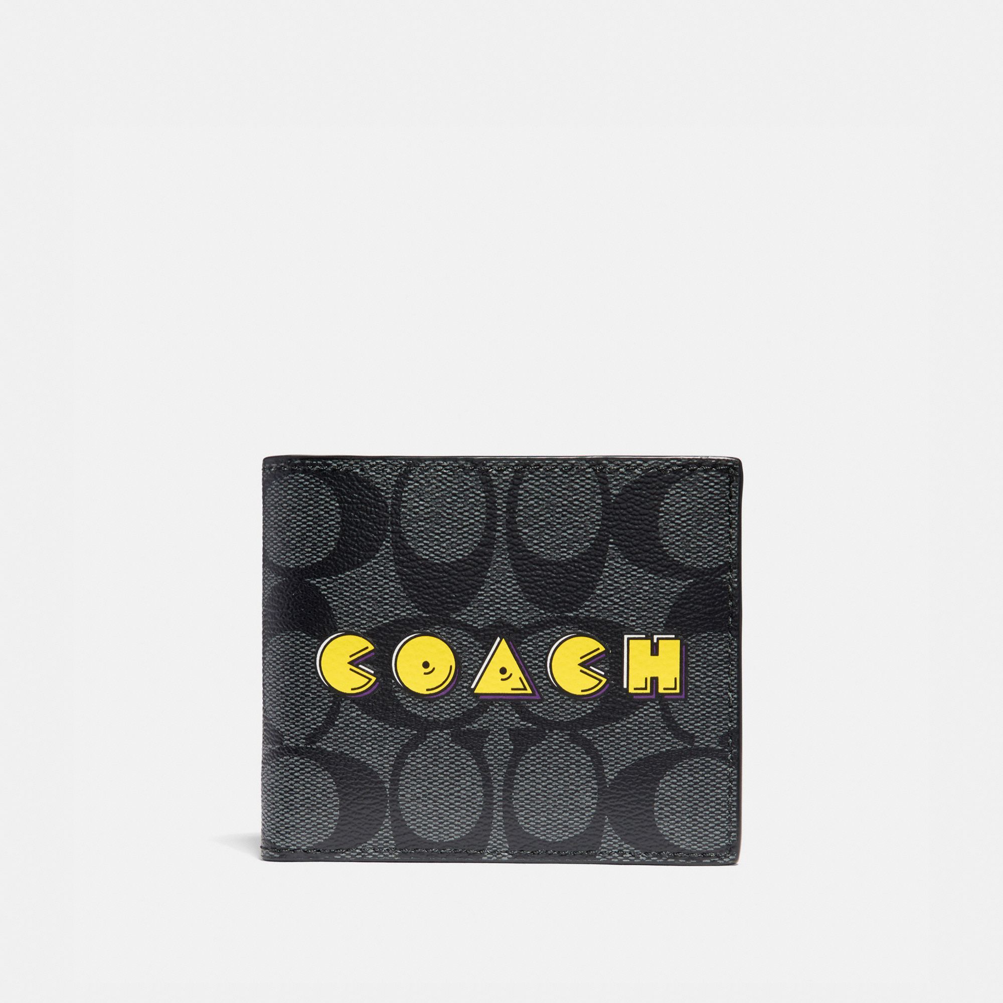  Coach ID Billfold Wallet In Signature Canvas Pac-Man Coach Script 