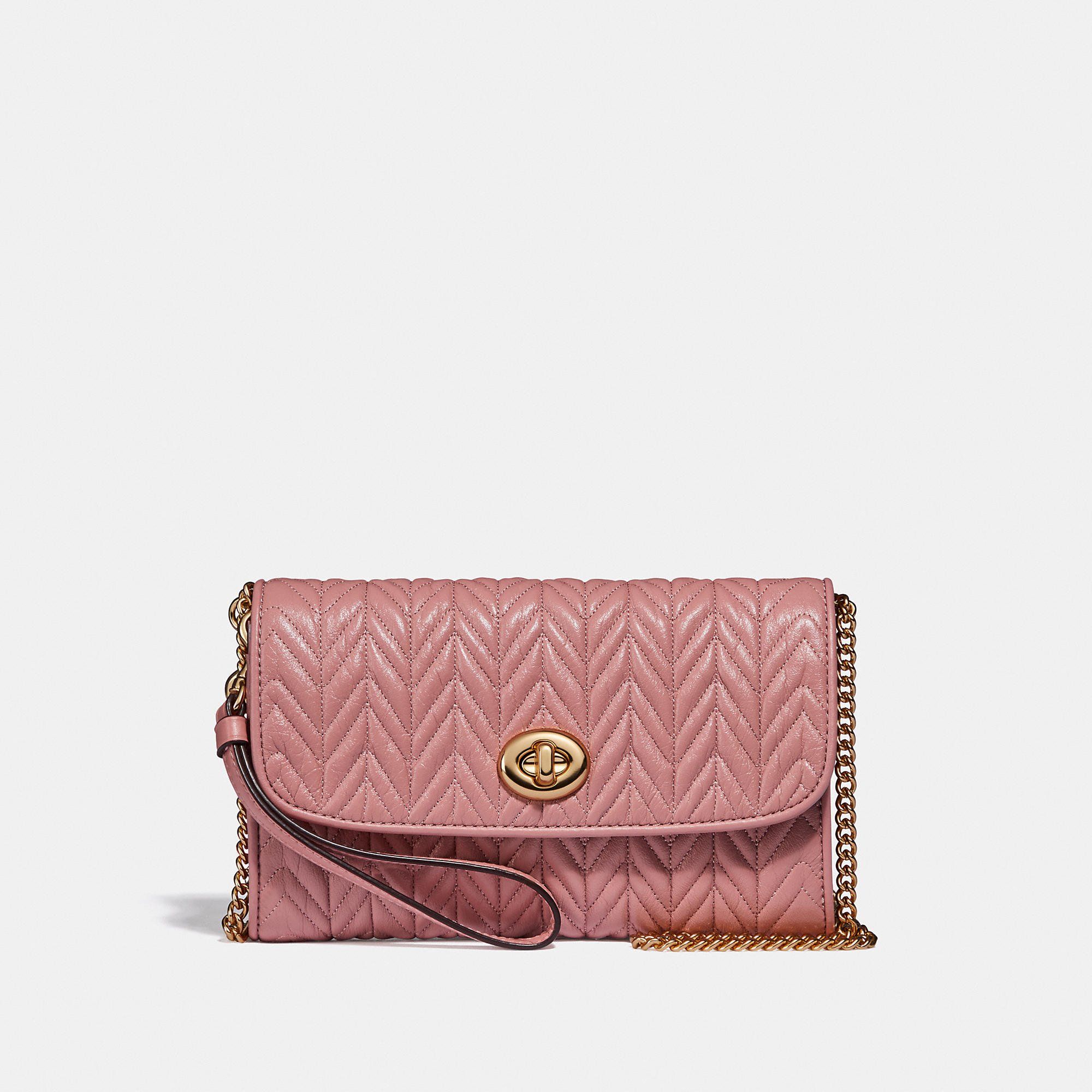  Coach Chain Crossbody With Quilting - Pink Petal 