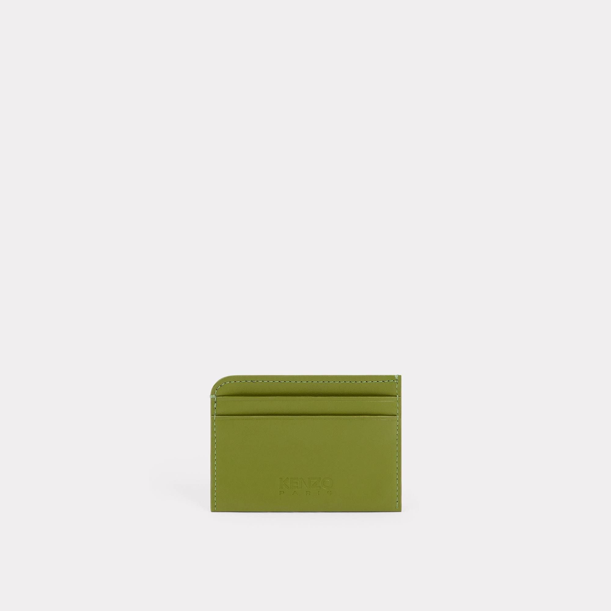  KENZO Leather 'Boke Flower' Card Holder - Khaki 