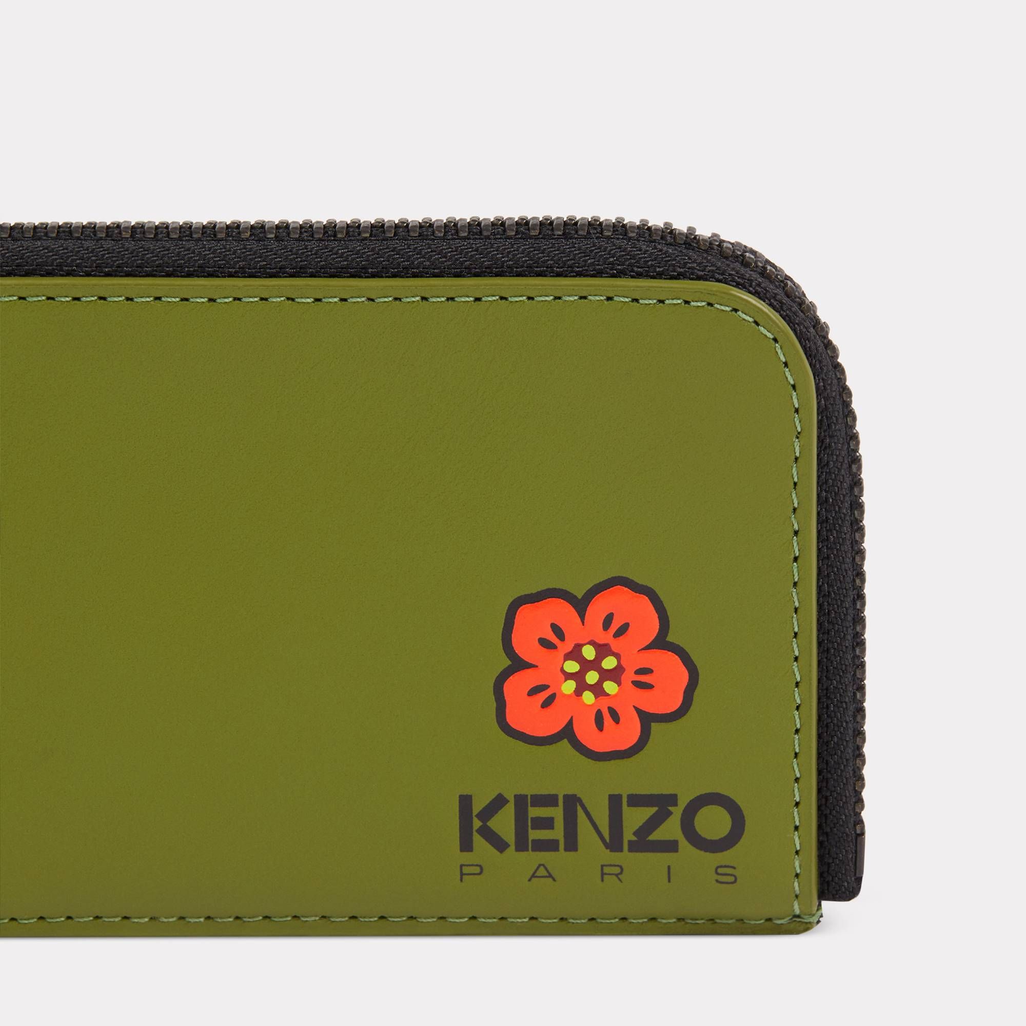  KENZO 'Boke Flower' Leather Card Holder - Khaki 