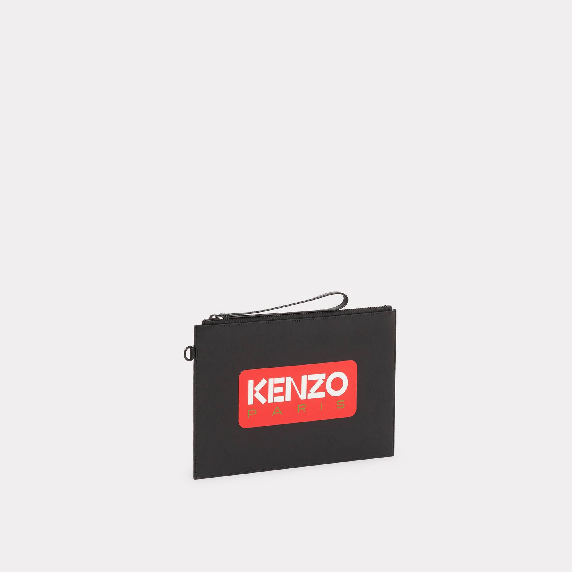 KENZO Paris Large Leather Clutch Black Online Sneaker Store