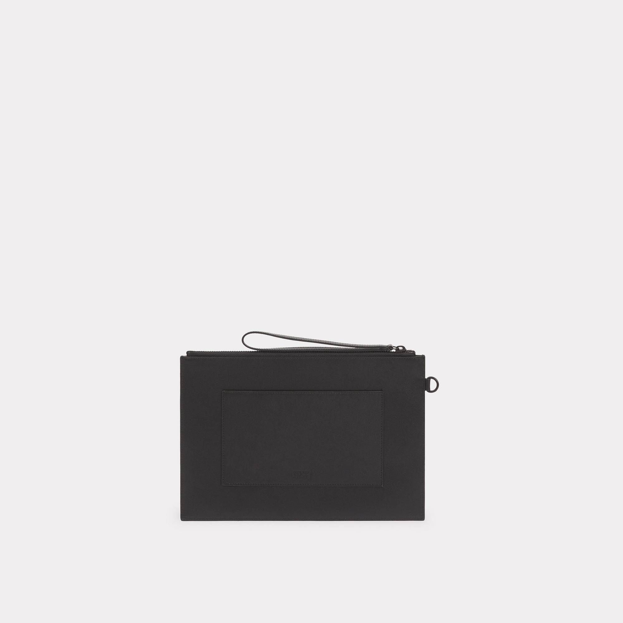 KENZO Paris Large Leather Clutch Black Online Sneaker Store