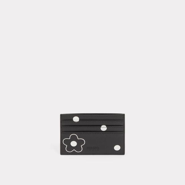  'KENZO Stamp' Leather Card Holder - Black 