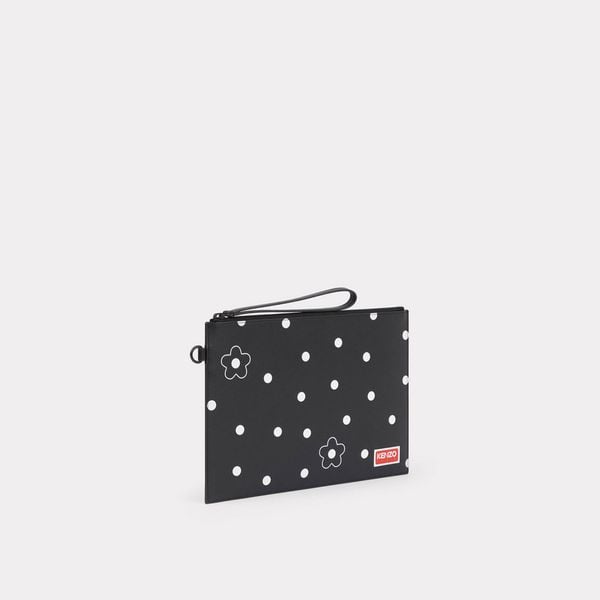  'KENZO Stamp' Large Leather Clutch - Black 