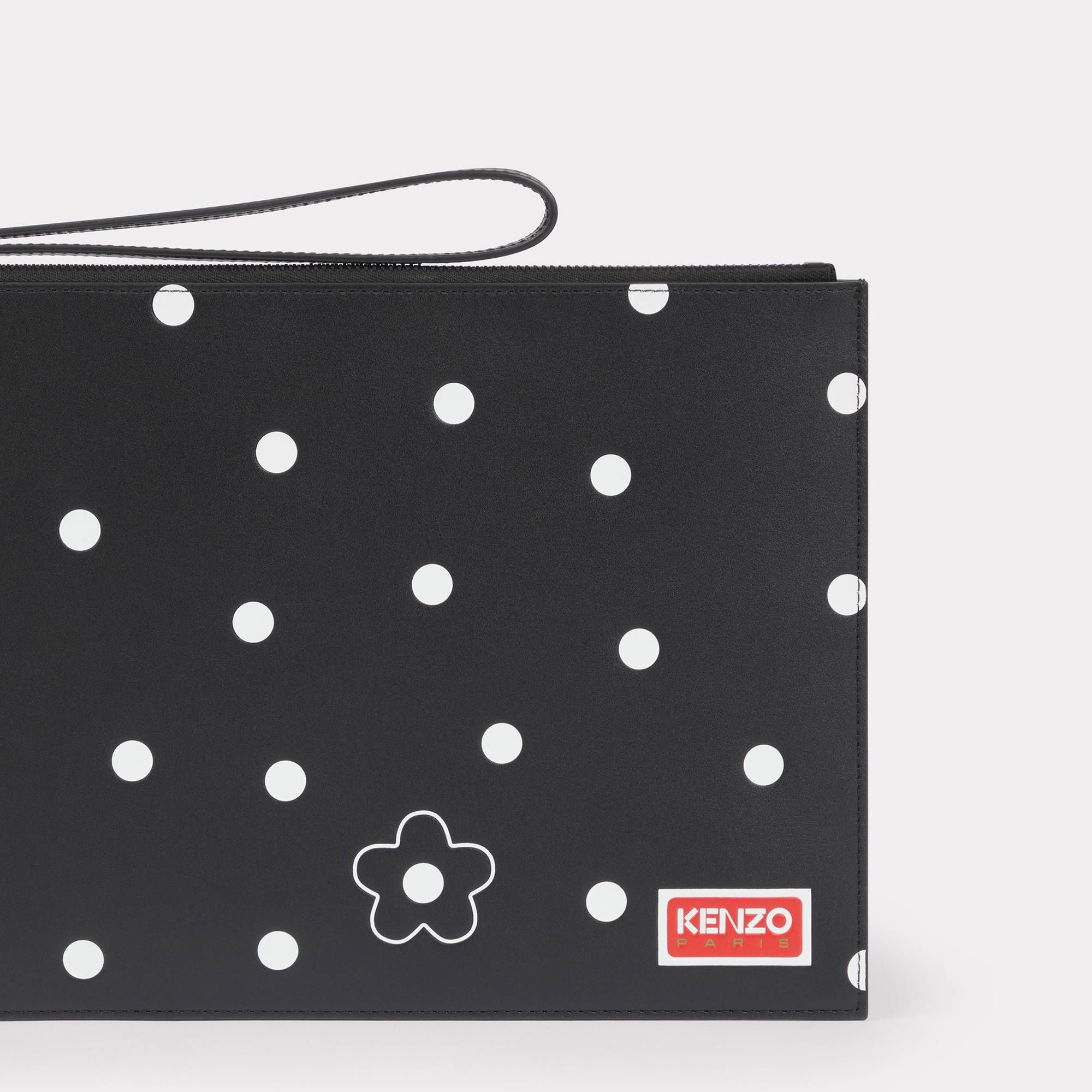  'KENZO Stamp' Large Leather Clutch - Black 