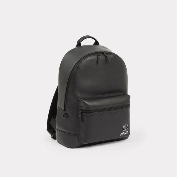  KENZO 'Boke Flower' Crest Leather Backpack - Black 