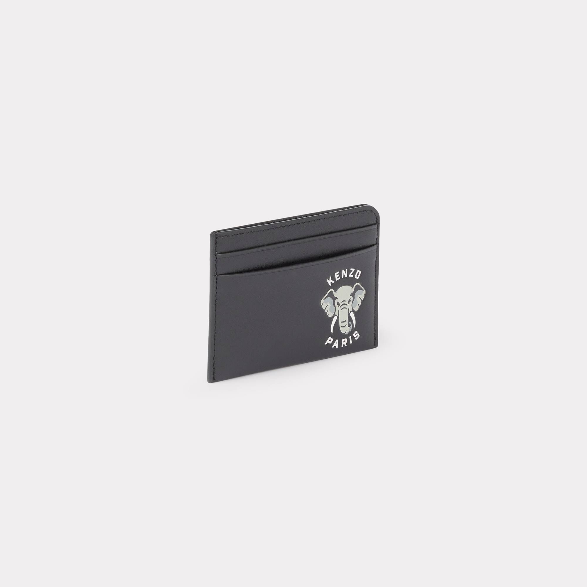  KENZO Elephant 'Varsity Jungle' Leather Card Holder - Black 