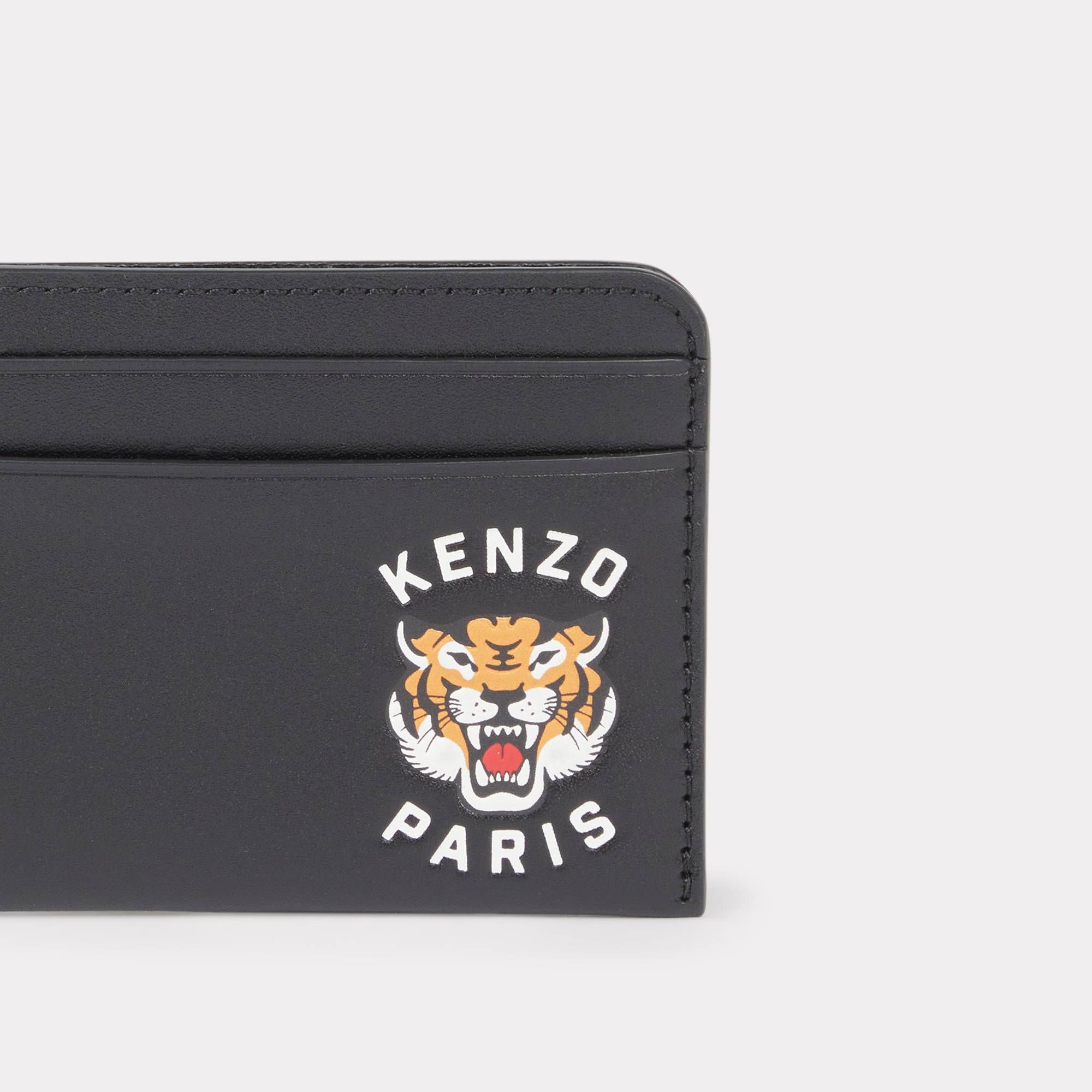  KENZO Tiger 'Varsity Jungle' Leather Card Holder - Black 