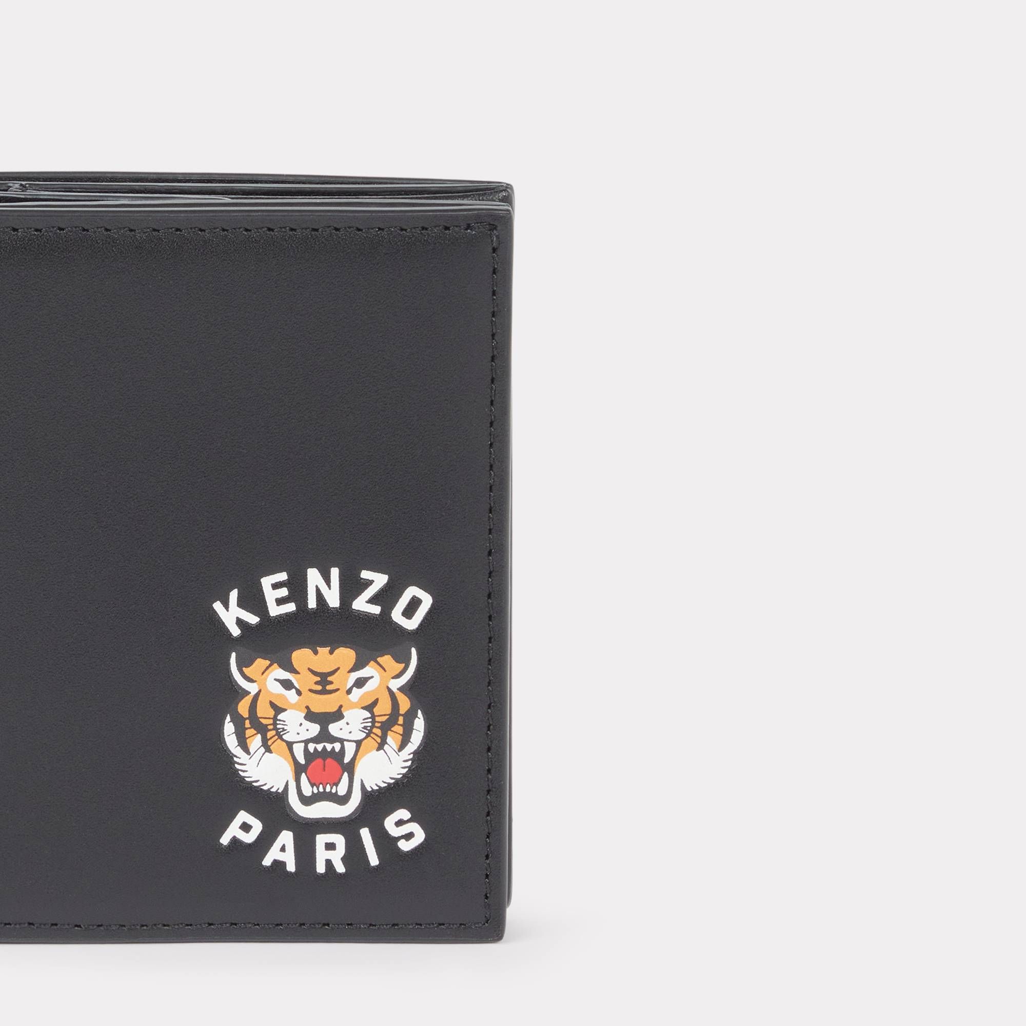  KENZO Tiger 'Varsity Jungle' Foldable Mini Leather Wallet - Black 