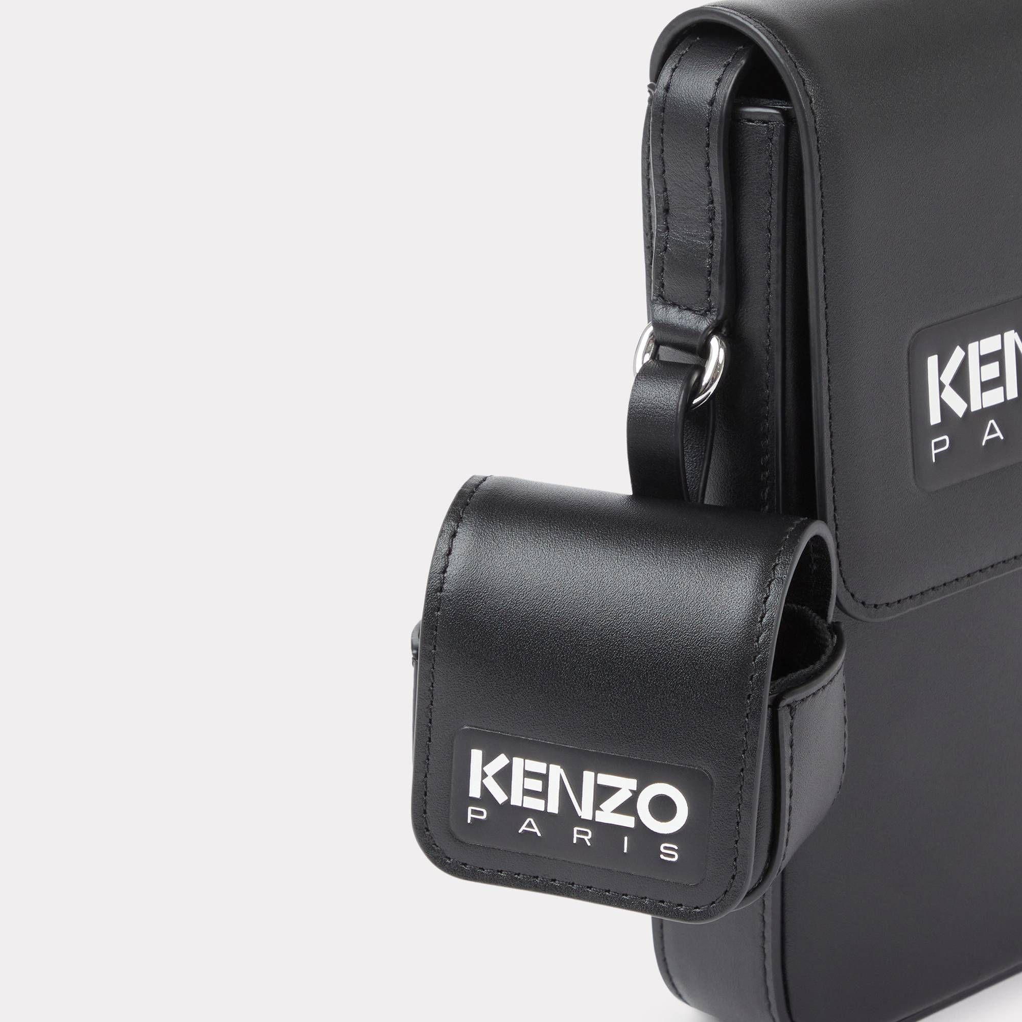  'KENZO Emboss' Leather Phone Case - Black 